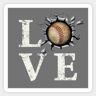 I Love Baseball LOVE Breakout Ball Sticker